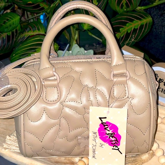 Betsey Johnson Handbags - LUV BETSEY By BETSEY Harley Mini Barrel Crossbody In Taupe